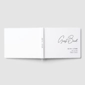 Moderne minimalistische zwarte en witte bruiloft gastenboek (Volledig)
