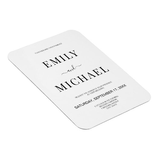 Moderne minimalistische zwarte en witte bruiloft I Magneet (Rechterzijde)