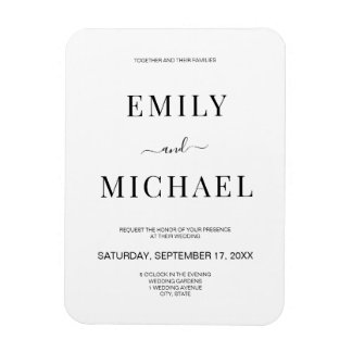 Moderne minimalistische zwarte en witte bruiloft I Magneet