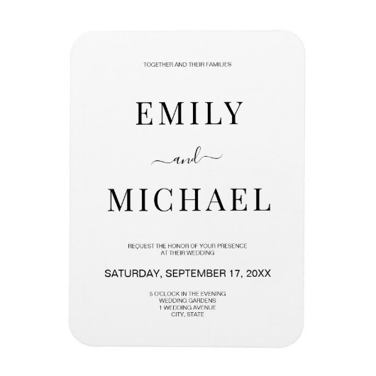 Moderne minimalistische zwarte en witte bruiloft I Magneet (Verticaal)