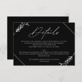 Moderne minimalistische zwarte en witte bruiloft informatiekaartje (Voorkant / Achterkant)