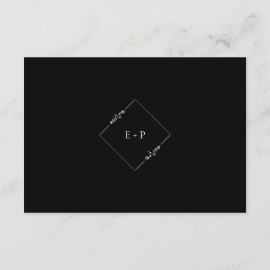 Moderne minimalistische zwarte en witte bruiloft informatiekaartje (Achterkant)