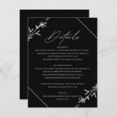 Moderne minimalistische zwarte en witte bruiloft informatiekaartje (Voorkant / Achterkant)