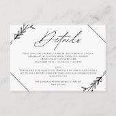 Moderne Minimalistische Zwarte en Witte Bruiloft Informatiekaartje (Voorkant)