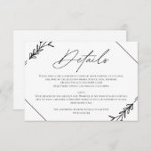 Moderne minimalistische zwarte en witte bruiloft informatiekaartje (Voorkant / Achterkant)