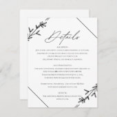 Moderne minimalistische zwarte en witte bruiloft informatiekaartje (Voorkant / Achterkant)