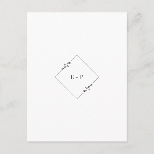 Moderne minimalistische zwarte en witte bruiloft informatiekaartje (Achterkant)