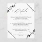 Moderne minimalistische zwarte en witte bruiloft informatiekaartje (Voorkant)