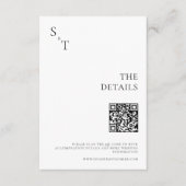 Moderne minimalistische zwarte en witte bruiloft informatiekaartje (Voorkant)