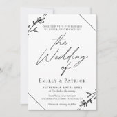 Moderne minimalistische zwarte en witte bruiloft kaart (Voorkant)