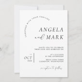 Moderne minimalistische zwarte en witte bruiloft kaart (Voorkant)