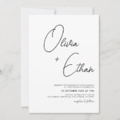 Moderne minimalistische zwarte en witte bruiloft kaart (Voorkant)