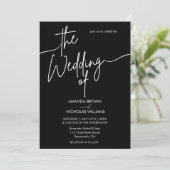 Moderne minimalistische zwarte en witte bruiloft kaart (Staand voorkant)
