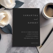 Moderne minimalistische zwarte en witte bruiloft kaart