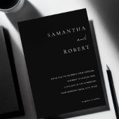 Moderne minimalistische zwarte en witte bruiloft kaart