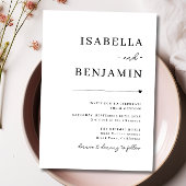 Moderne minimalistische zwarte en witte bruiloft kaart