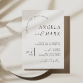 Moderne minimalistische zwarte en witte bruiloft kaart