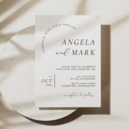 Moderne minimalistische zwarte en witte bruiloft kaart