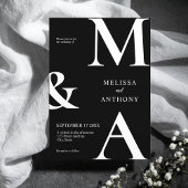 Moderne minimalistische zwarte en witte bruiloft kaart