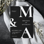 Moderne minimalistische zwarte en witte bruiloft kaart