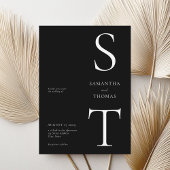 Moderne minimalistische zwarte en witte bruiloft kaart