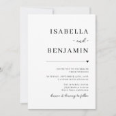 Moderne minimalistische zwarte en witte bruiloft kaart (Voorkant)