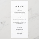 Moderne minimalistische zwarte en witte bruiloft menu (Voorkant)