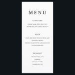 Moderne minimalistische zwarte en witte bruiloft menu<br><div class="desc">Modern huwelijksmenu met eenvoudig minimalistisch typografisch ontwerp in zwart-witte kleur.</div>