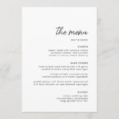 Moderne minimalistische zwarte en witte bruiloft menu (Voorkant)