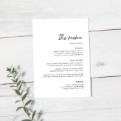 Moderne minimalistische zwarte en witte bruiloft menu