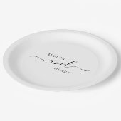 Moderne minimalistische zwarte en witte bruiloft papieren bordje (Gekanteld)