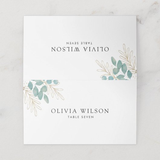 Moderne minimalistische zwarte en witte bruiloft plaatskaartje (Buitenkant ongevouwen)