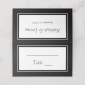 Moderne minimalistische zwarte en witte bruiloft plaatskaartje (Buitenkant ongevouwen)