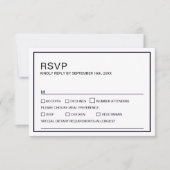 Moderne minimalistische zwarte en witte bruiloft RSVP kaartje (Voorkant)