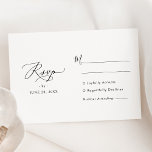 Moderne minimalistische zwarte en witte bruiloft RSVP kaartje<br><div class="desc">Deze aanpasbare RSVP-kaart is ontworpen om te coördineren met ons moderne collectie voor calligrafische bruiloft. Deze kaart biedt een modern lettertype voor calligrafieken dat is gekoppeld aan een klastig lettertype voor serif en sans in zwart formaat en is perfect voor elk seizoen. Overeenkomende objecten beschikbaar.</div>