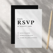Moderne minimalistische zwarte en witte bruiloft RSVP kaartje