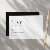 Moderne minimalistische zwarte en witte bruiloft RSVP kaartje