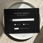 Moderne minimalistische zwarte en witte bruiloft RSVP kaartje