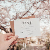 Moderne minimalistische zwarte en witte bruiloft RSVP kaartje