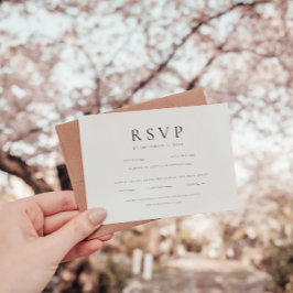 Moderne minimalistische zwarte en witte bruiloft RSVP kaartje