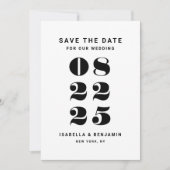 Moderne Minimalistische Zwarte En Witte Bruiloft Save The Date (Voorkant)