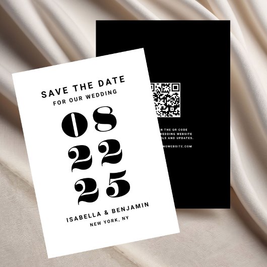 Moderne Minimalistische Zwarte En Witte Bruiloft Save The Date