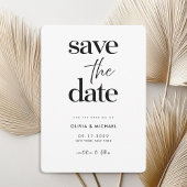 Moderne minimalistische zwarte en witte bruiloft save the date
