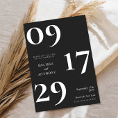 Moderne minimalistische zwarte en witte bruiloft save the date