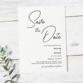 Moderne minimalistische zwarte en witte bruiloft save the date