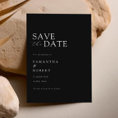 Moderne minimalistische zwarte en witte bruiloft save the date