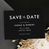Moderne minimalistische zwarte en witte bruiloft save the date
