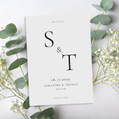 Moderne minimalistische zwarte en witte bruiloft save the date