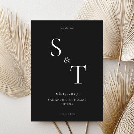 Moderne minimalistische zwarte en witte bruiloft save the date