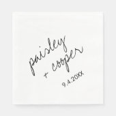 Moderne minimalistische zwarte en witte bruiloft servet (Voorkant)